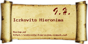 Iczkovits Hieronima névjegykártya